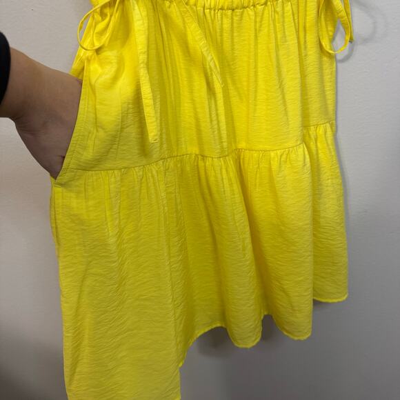 GAP Yellow Sleeveless Dress Women’s Medium Cutout Tiered Drawstring Waist NWT - Picture 7 of 14